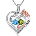 thumbnail image 1 of Iefil S925 Sterling Silver Heart March August Birthstone Necklace for Women, Birthday Anniversary Gifts for Women Wife, Dainty Rose Jewelry, 19+3In, 1 of 8