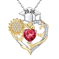 thumbnail image 1 of Iefil S925 Sterling Silver Sunflower Birthstone Necklace for Women, Dainty Heart Pendant Necklace, Graduation Gifts 2026, Fine Jewelry, 1 of 7