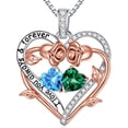 thumbnail image 1 of Iefil Sterling Silver Rose Heart Birthstone Necklace, Green Cubic Zirconia, Women's Jewelry, Mothers Day, Birthday, Christmas Gift for Mom, Grandma, Wife, Girlfriend, 1 of 7
