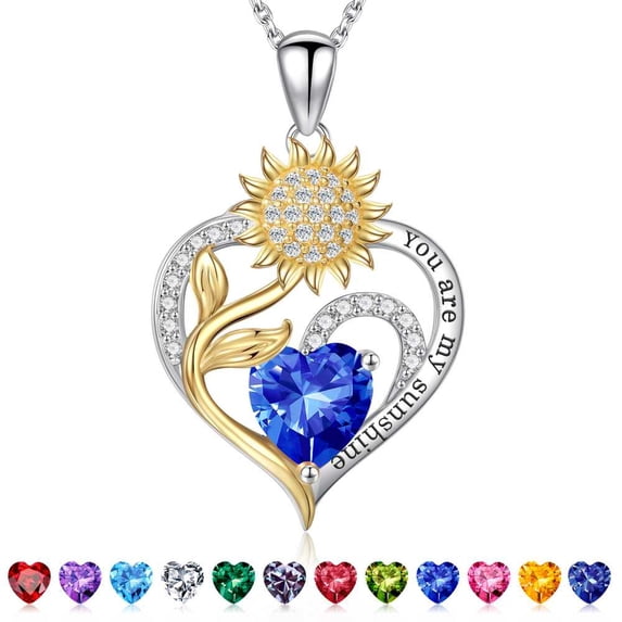Iefil Sunflower Gifts for Women, Anniversary Birthday Gifts for Women, Sapphire Royal Blue Necklaces, September Birthstone Necklace, Jewelry for Wife Mom Her