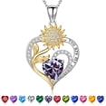 thumbnail image 1 of Iefil Sunflower S925 Sterling Silver Heart June Birthstone Necklace for Women, Birthday Anniversary Gifts for Women Wife, Dainty Jewelry, 19+3In, 1 of 8
