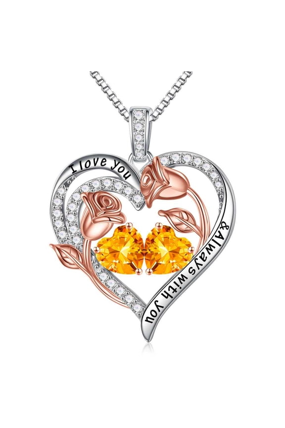 Iefil Wife Birthday Gift Ideas, Anniversary Wife Gifts | November Birthstone Necklace, Citrine Jewelry