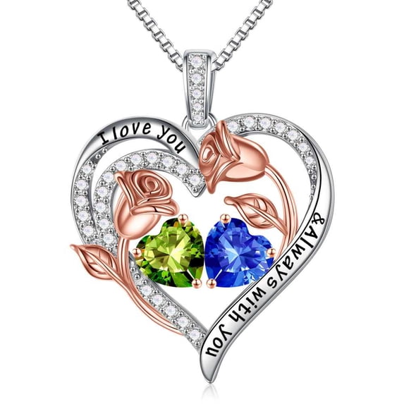 Iefil Womens Jewelry - Birthstone Jewelry for Women, August September Birthstone Necklace, Peridot Sapphire Necklace