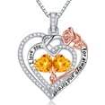 thumbnail image 1 of Iefil Yellow Citrine Necklace, Sterling Silver Birthstone Jewelry for Women, Anniversary Birthday Gifts for Her, 19inches Adjustable Chain, Unique Gifts for Wife Girlfriend, 1 of 8