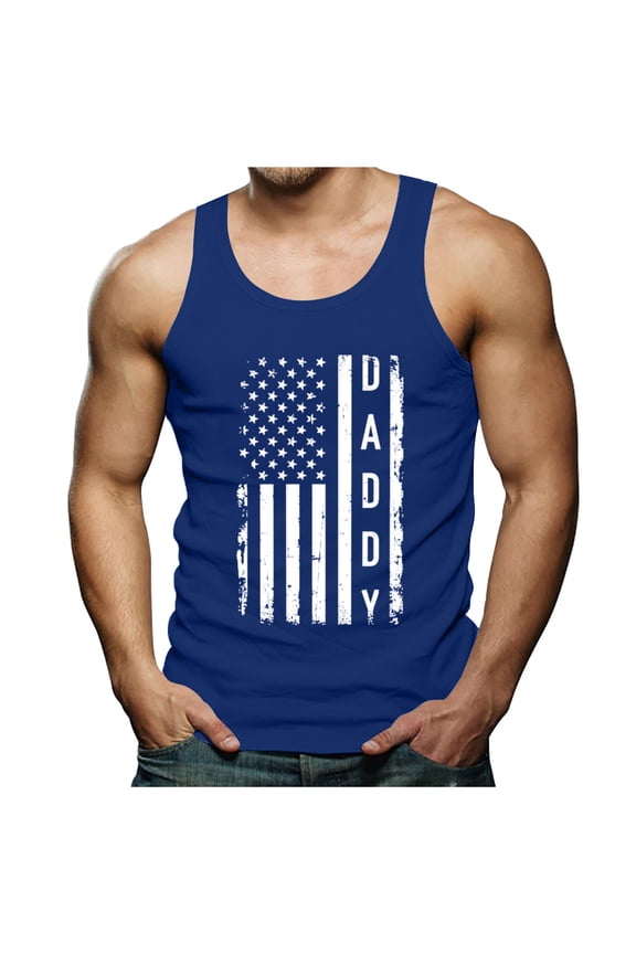 4th of July Tank Top Men Men's Sleeveless Tee Shirts Muscle Gym Tank Top Work Out Comfort(Y-Blue,M)