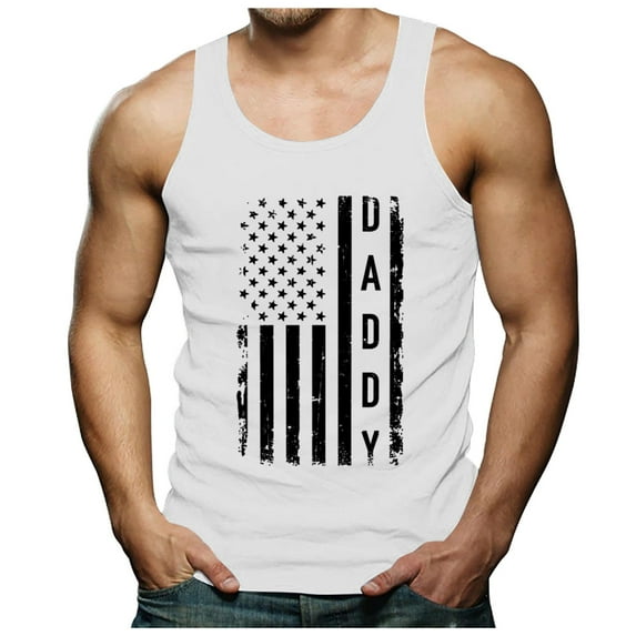 Ierhent American Flag Tank Top Men Men's Athletic Sleeveless Tank Top T Shirts(Y-White,L)