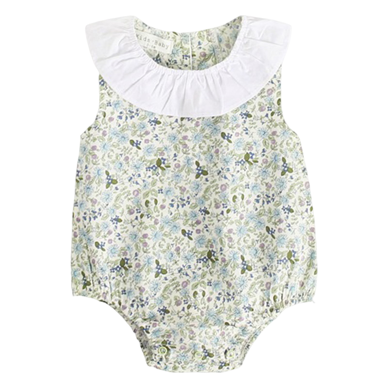 Ierhent Baby Onesies Baby Girl Flutter Sleeve Bodysuits(Green,6M