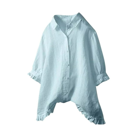 Ierhent Blouses for Women Fashion Summer Tops For Women Bohemian Tops For Women Cute Crop Tops(Blue,4XL)