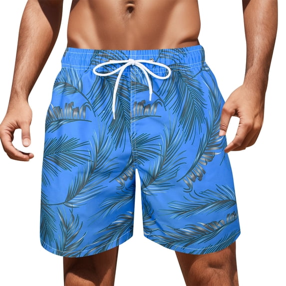 Ierhent Board Shorts Mens Swim Trunks with Compression Liner Stretch Beach Shorts Quick Dry with Zipper Pockets No-Chafing Board Shorts Blue,XL