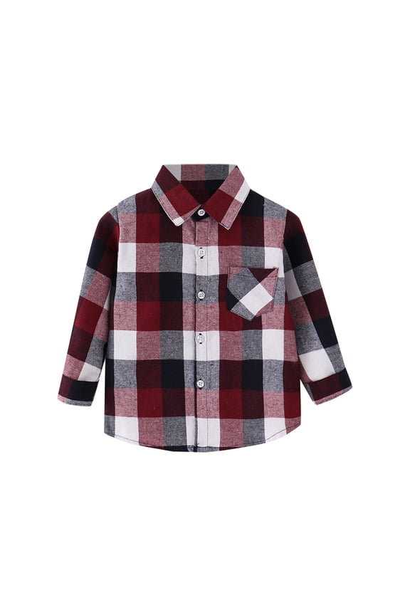 Boys Plaid Button Shirts Long Sleeve Flannel Shirts Tops for Boys(White,90)