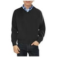 thumbnail image 1 of Ierhent Boys School Uniform Sweater Kids Long Sleeve V Neck Pullover Fall Winter Clothes(Black,8-9 Years), 1 of 5