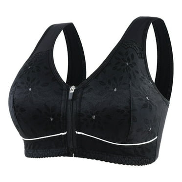 Ierhent Bras for Women Women Plus Size Front Close Wirefree Bra(Black,48)