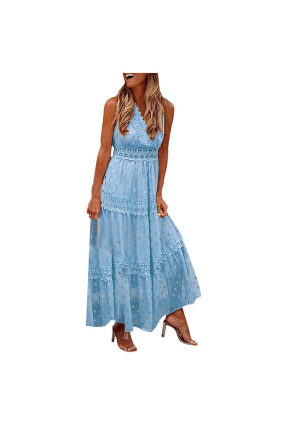 Business Casual Dresses for Women Women's Summer Casual T-shirt Dresses Short Sleeve Boho Beach Dress(Blue,L)