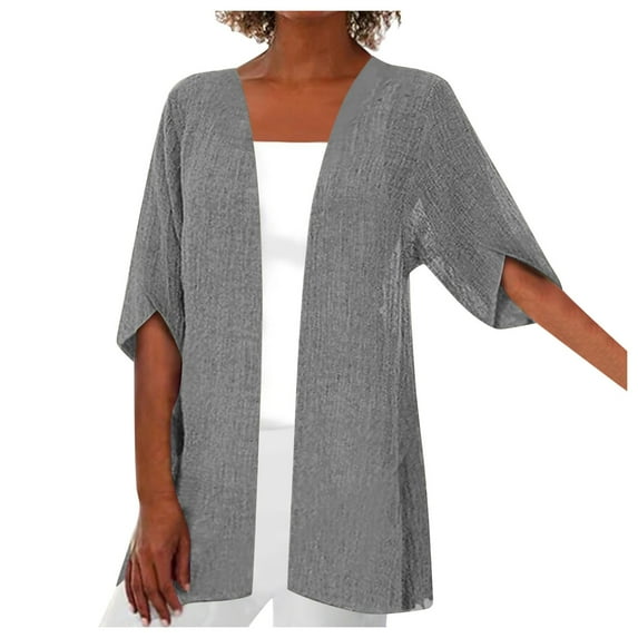 Ierhent Cardigan for Women Women's 2026 Knit Cardigan Sweaters Long Sleeve Open Front Button Down Crew Neck Tweed Jackets(Grey,3XL)