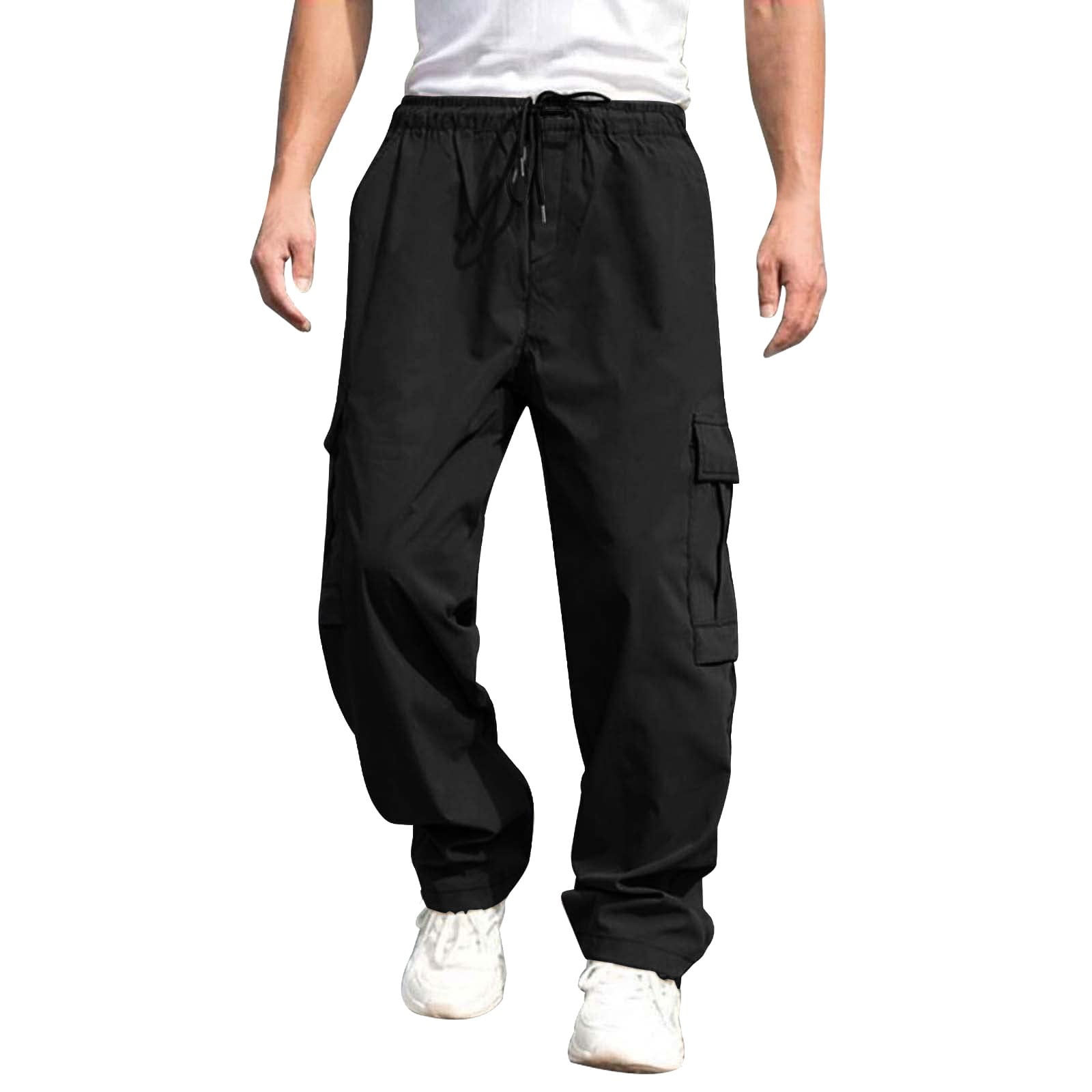 【AFTER PRAY】Wide Military Cargo Pants Black Ierhent Cargo Pants for Men Big and Tall Men's Casual Cargo