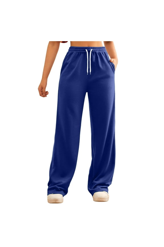 Casual Work Pants Women Women's Super Soft Cropped Wide-Leg Pants(Blue,XL)