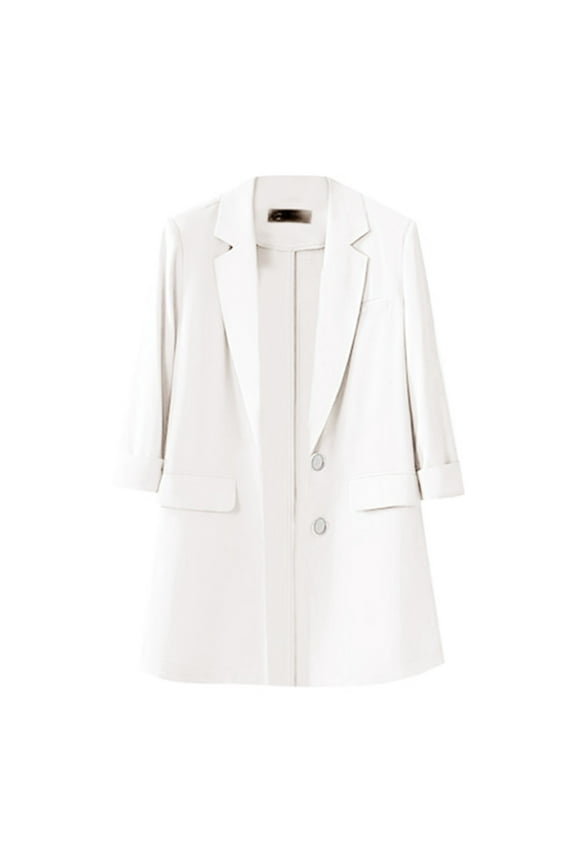 Classic 2-Button Lambskin Leather Blazer Women - Casual Coat Long Sleeves Suit Style Leather Jacket Women(White,XXL)