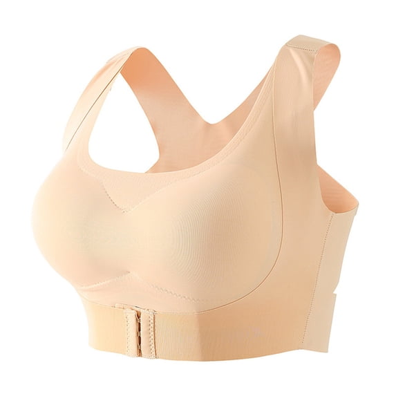 Ierhent Everyday Bras Front Closure Women's Front Closure Bras Racerback Wireless Plus Size Full Coverage Lace Bra(Beige,3XL)