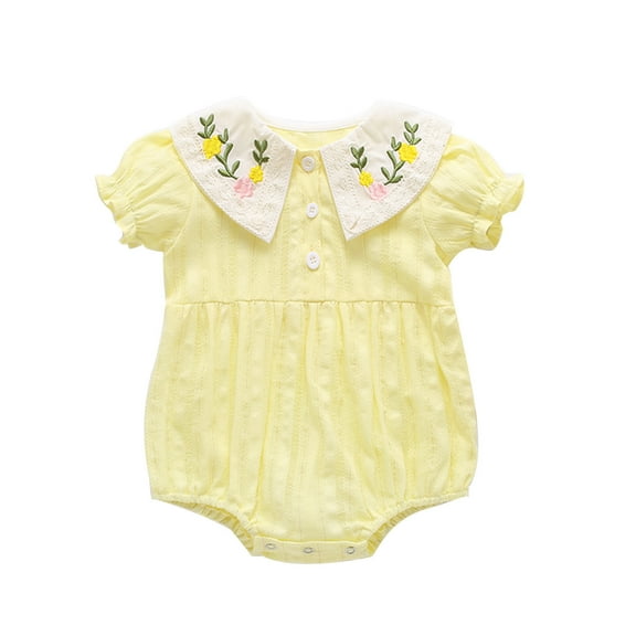 Ierhent Gerber Onesies Girl Cotton Long-Sleeve Bodysuits(Yellow,90)