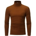 thumbnail image 1 of Ierhent Gold Turtleneck Shirt Men Neck Cotton Long Sleeve Undershirts Slim Fit Tight Thermal T Shirts Turtle Neck Basics Regular Fit Sweater(Coffee,L), 1 of 6