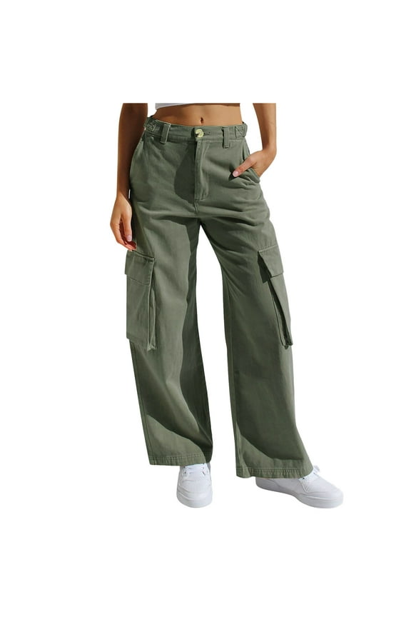 High Waisted Jeans for Women Wide Leg Jeans Woman High Waist Baggy Jeans for Women Stretchy Denim Pants(Green,S)