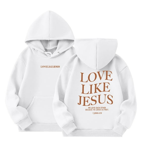 Ierhent Hoodies for Girls Letter Print Christian Sweatshirt Oversized Long Sleeve Pullover Top(White,4-5 Years)