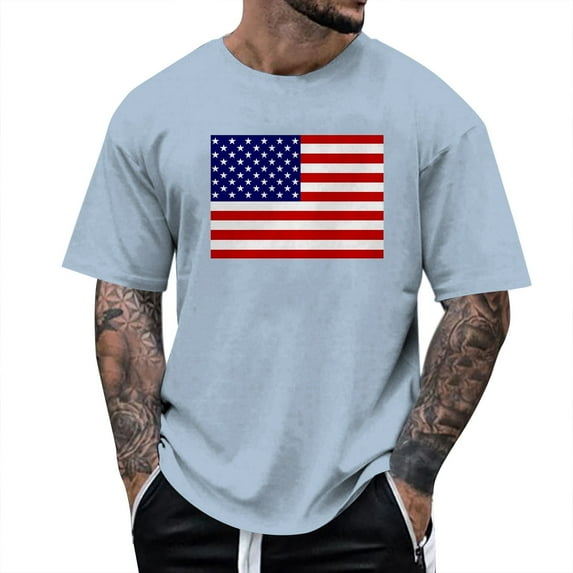 Ierhent Independence Day Clothing 4th of July Tank Tops for Men Patriotic American Flag Shirt Funny Fourth of July Outfits Muscle Tank Tops for Men Light Blue,XL