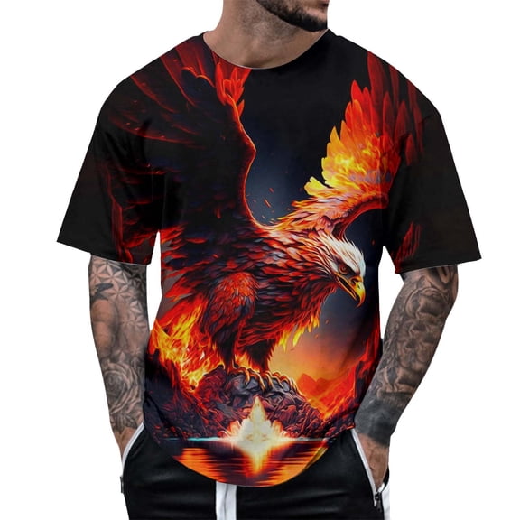 Ierhent Independence Day Clothing Men's Vintage Independence Day American Flag T Shirt Patriotic Graphic 4th Of July Fashion Casual Workout Tee Tops(Orange,3XL)