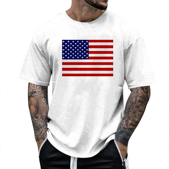 Ierhent Independence Day Shirt Men Workout Tank Tops for Men Men's Muscle Tank Classic Tee Sleeveless T-shirt for Men White,L