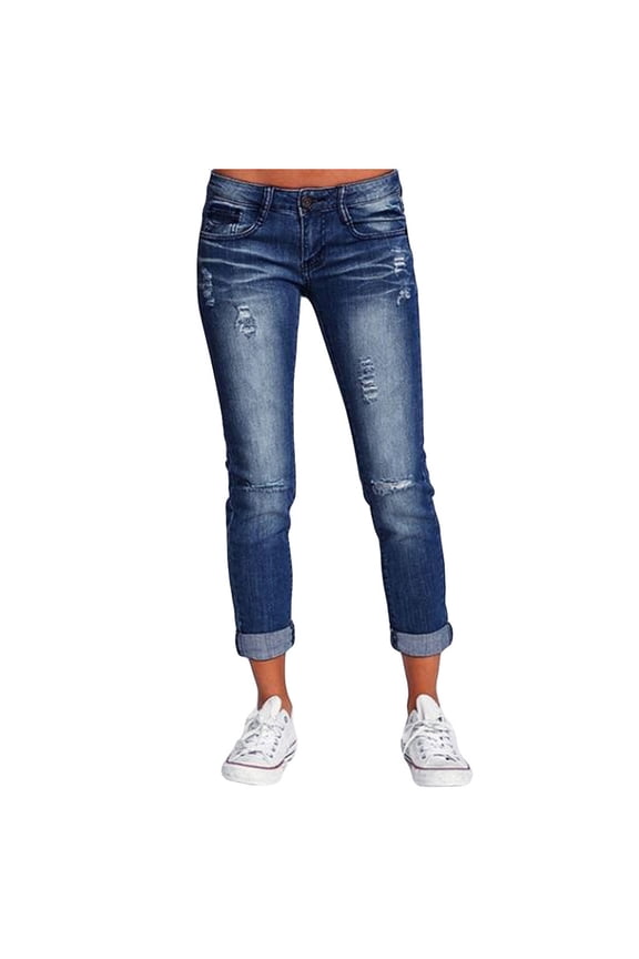 Jeans for Women Women's Totally Shaping Pull-on Skinny Jeans(Dark Blue,L)