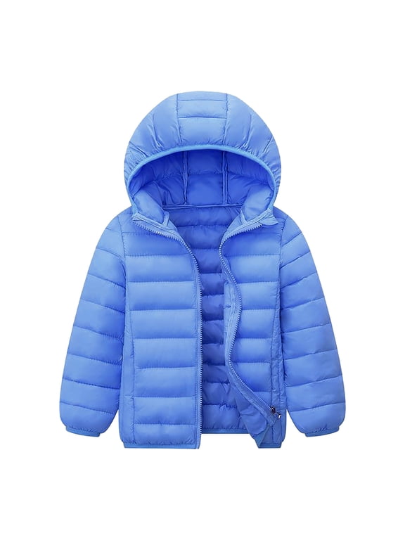 Kid Big Boys Winter Coats & Jackets,Kids Lightweight Padded Hooded Puffer Autumn and Winter Coat(Light Blue,10-11 Years)