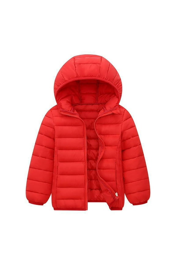 Kid Big Boys Winter Coats & Jackets,Kids Lightweight Padded Hooded Puffer Autumn and Winter Coat(Red,8-9 Years)