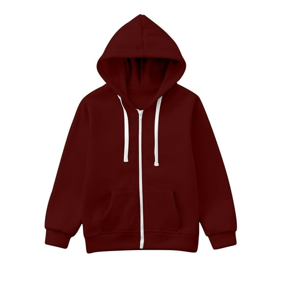 Ierhent Kids Zip Up Hoodie Boys Girls Full Zipper Fleece Hooded Sweatshirt Lightweight Jacket Plain Pullover Sweater(,6-7 Years)
