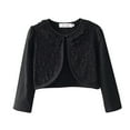 thumbnail image 1 of Ierhent Little Girls' Knit Long Sleeve Button Closure Bolero Cardigan Shrug(Black,5-6 Years), 1 of 1