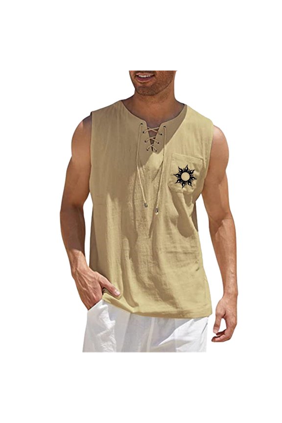 Men Tank Tops Men's Gym Tank Tops Workout Sleeveless T-Shirts Muscle Tank Training Bodybuilding Shirts Khaki,L