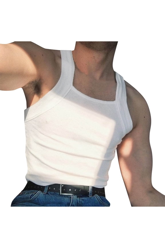 Men Undershirts Tank Top Men's Tank Top Undershirt -100% Cotton Tagless Ribbed A-Shirt Tank Top - Undershirt for Men White,M