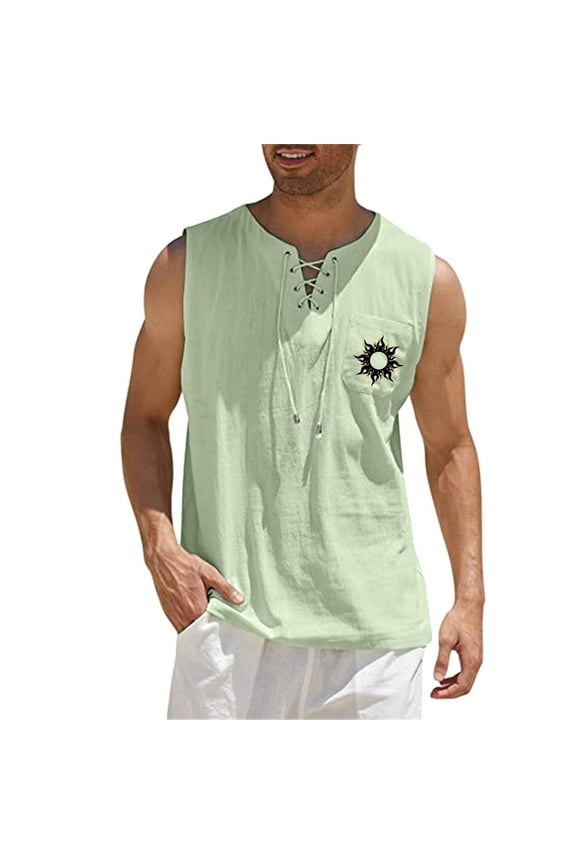 Men Undershirts Tank Top Mens Funny Tank Tops Sleeveless Summer Sports Gym Workout T-Shirt Green,S