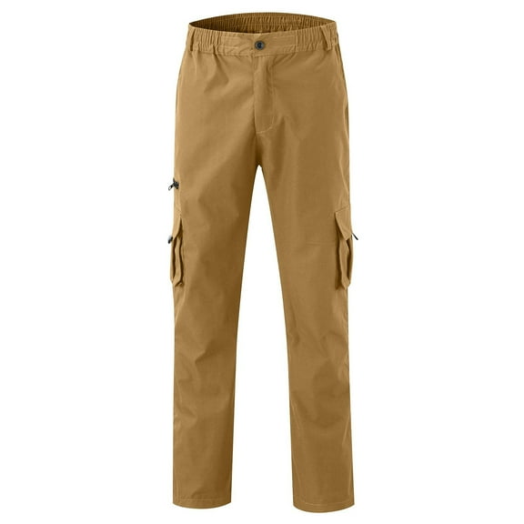 Ierhent Men's Cargo Pants Men's Straight Fit Stretch Twill Pants(Khaki,3XL)