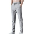 thumbnail image 1 of Ierhent Men's Pants Casual Men's Casual Linen Pants Elastic Waist Drawstring Beach Summer Pants Lightweight Linen Trousers(Grey,3XL), 1 of 7