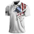 thumbnail image 1 of Ierhent Mens American Flag Shirt Mens Golf Polo Shirts Short Sleeve Performance Moisture Wicking Casual Print Funny Golf Polo Shirts for Men White,L, 1 of 2