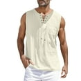 thumbnail image 1 of Ierhent Mens Workout Tank Tops Men's Knit Tank Tops Casual Sleeveless T Shirts Beach Tank Shirts with Pocket(Beige,L), 1 of 5