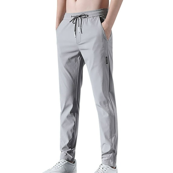 Ierhent Mens Casual Pants Men's and Big Men's Resistant Flat Front Twill Pants(Grey,XL)