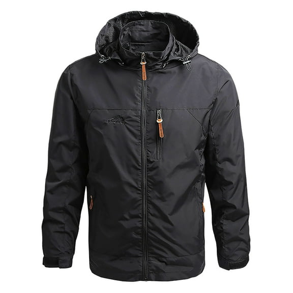 Ierhent Mens Jacket Men's Military Jacket Casual Bomber Jacket Stand Collar Canvas Jacket Windbreaker(Black,L)