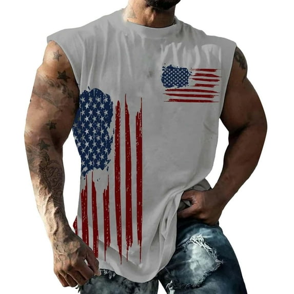Ierhent Mens Muscle Tank We The People American Flag Shirt 4th of July Independence Day Sleeveless Tee Tops(,3XL)