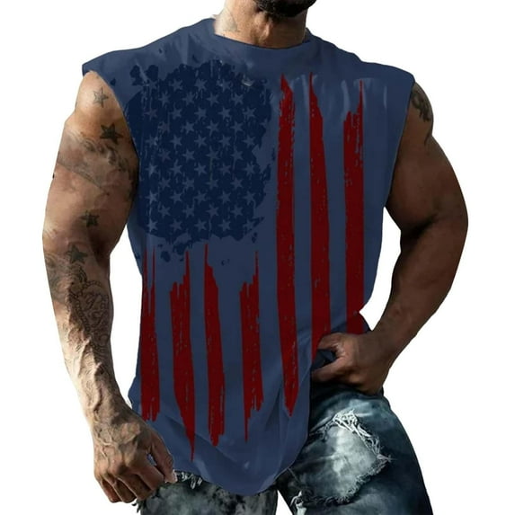Ierhent Mens Muscle Tank We The People American Flag Shirt 4th of July Independence Day Sleeveless Tee Tops(,XL)