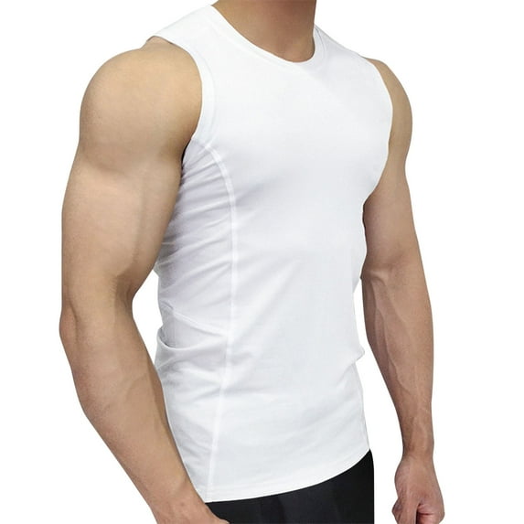 Ierhent Mens Outerwear Vest Men's 101% Cotton Wife Beater A-Shirts Undershirt Plain Ribbed Tank Top White,2XL