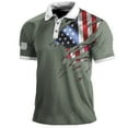 thumbnail image 1 of Ierhent Mens Patriotic T-Shirts Men's Short Sleeve Cotton Pique Color Block Polo Shirt Light Green,XL, 1 of 2