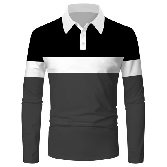 Ierhent Mens Polo Shirts Long Sleeve Men's Ecosmart Polo Shirt with Pocket(Y-Grey,L)