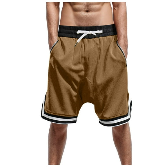 Ierhent Mens Shorts Casual Men's Shorts Pants Casual Drawstring Zipper Pockets(Coffee,S)