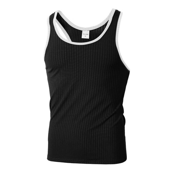 Ierhent Mens Tank Top Men's Cotton Sleeveless Moisture Wicking T-Shirts with Odor Control(Black,3XL)